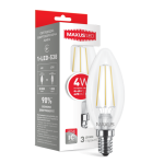 LED лампа MAXUS (filam), C37, 4W, яркий свет,E14 (1-LED-538-01)