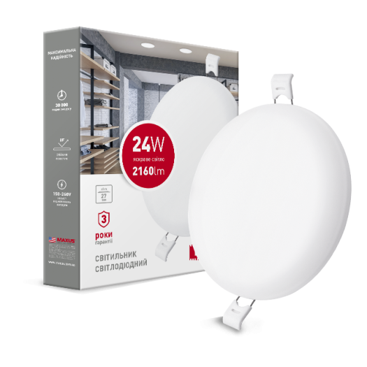 LED світильник точковий врізний MAXUS SP edge 24W, 4100К (коло)