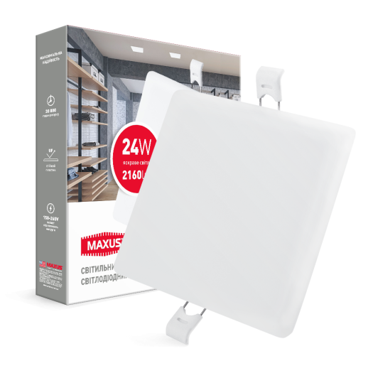 LED світильник точковий врізний MAXUS SP edge 24W, 4100К (квадрат)