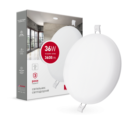 LED світильник точковий врізний MAXUS SP edge 36W, 4100К (коло)