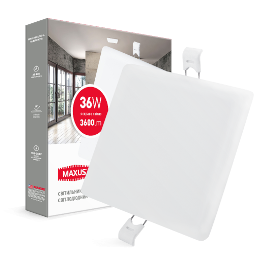 LED світильник точковий врізний MAXUS SP edge 36W, 4100К (квадрат)